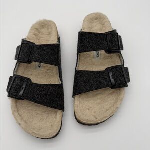 Birkenstock Charcoal and Beige Sandals